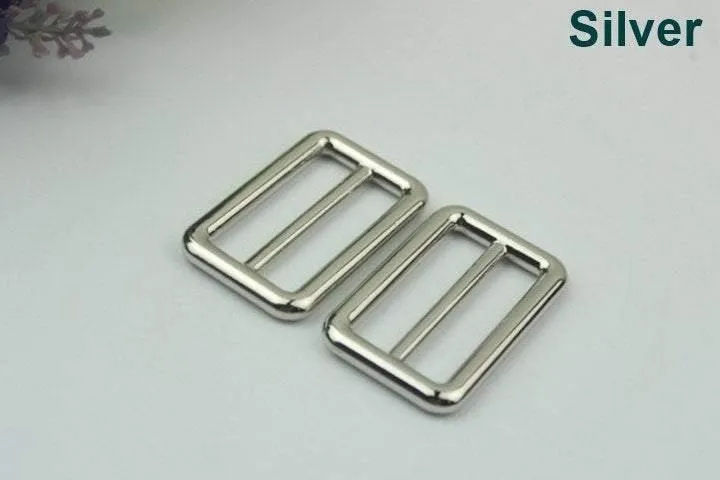 10pcs Strap Slider Bag Hardware Rectangle Double Loop Metal Buckle Adjuster Gold Silver Gunmetal Bronze Purse Handbag Making Bulk 38x21mm