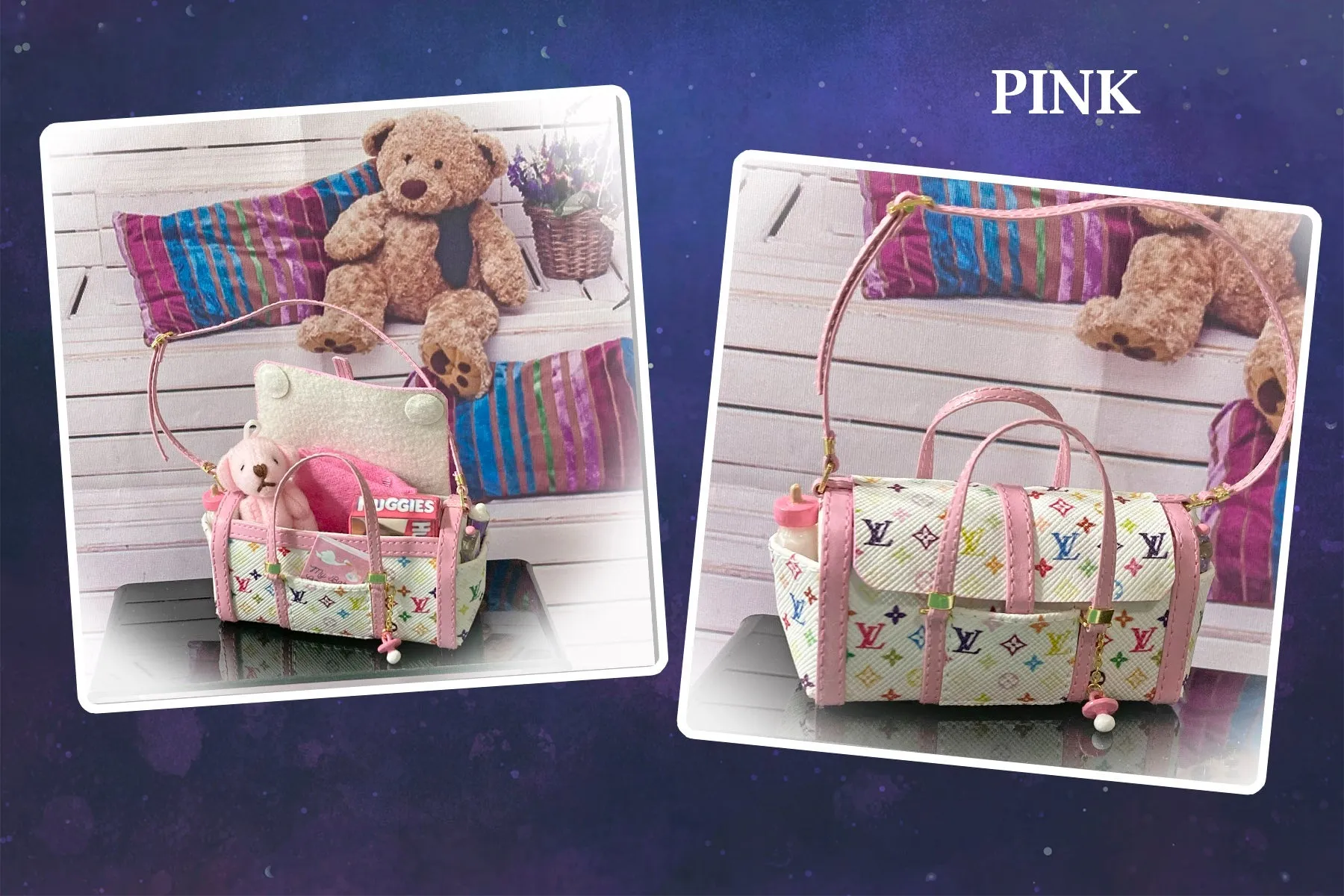 1:6 scale Diaper Bag for Barbie Doll 3" Baby