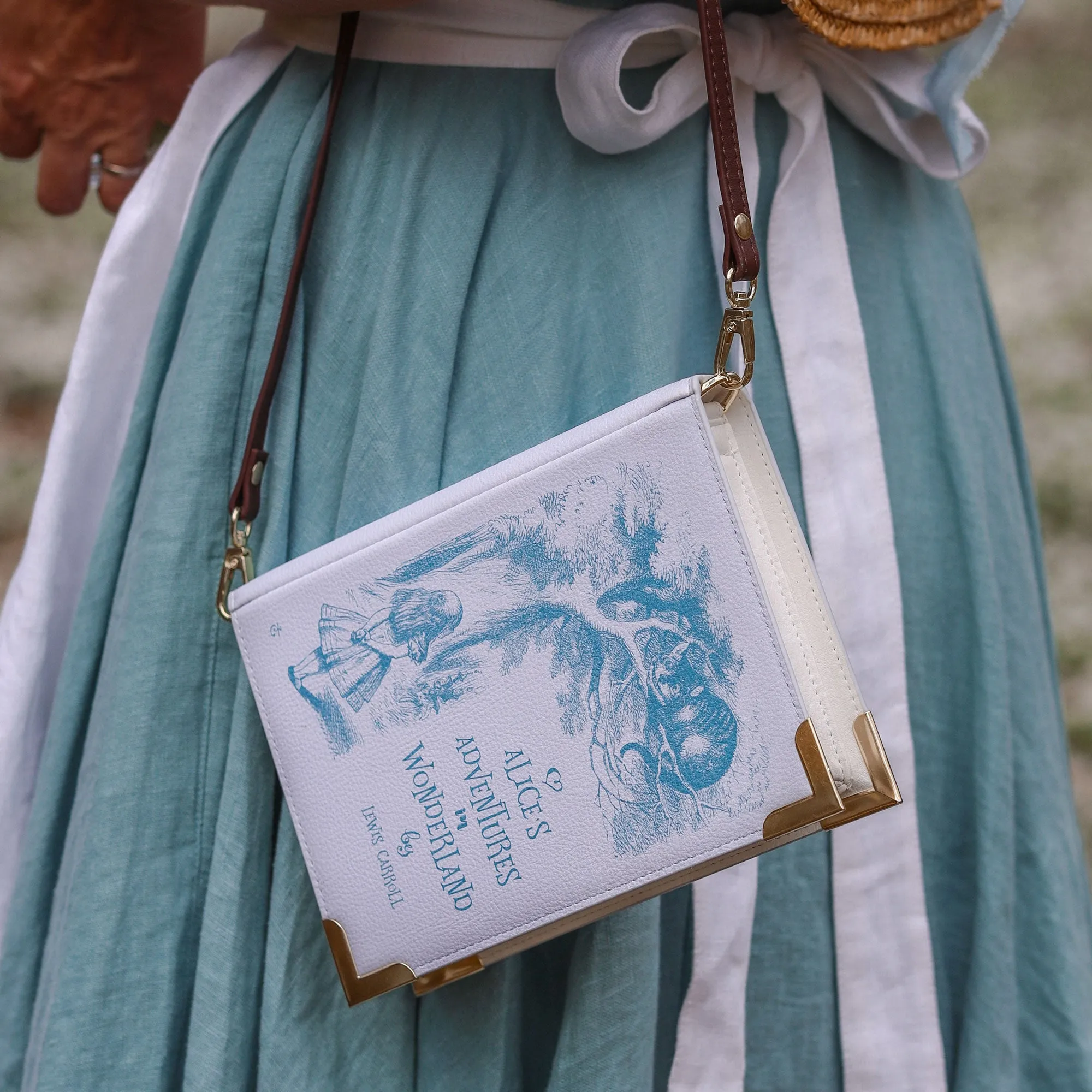 Alice in Wonderland Original Purple Book Handbag Crossbody Purse