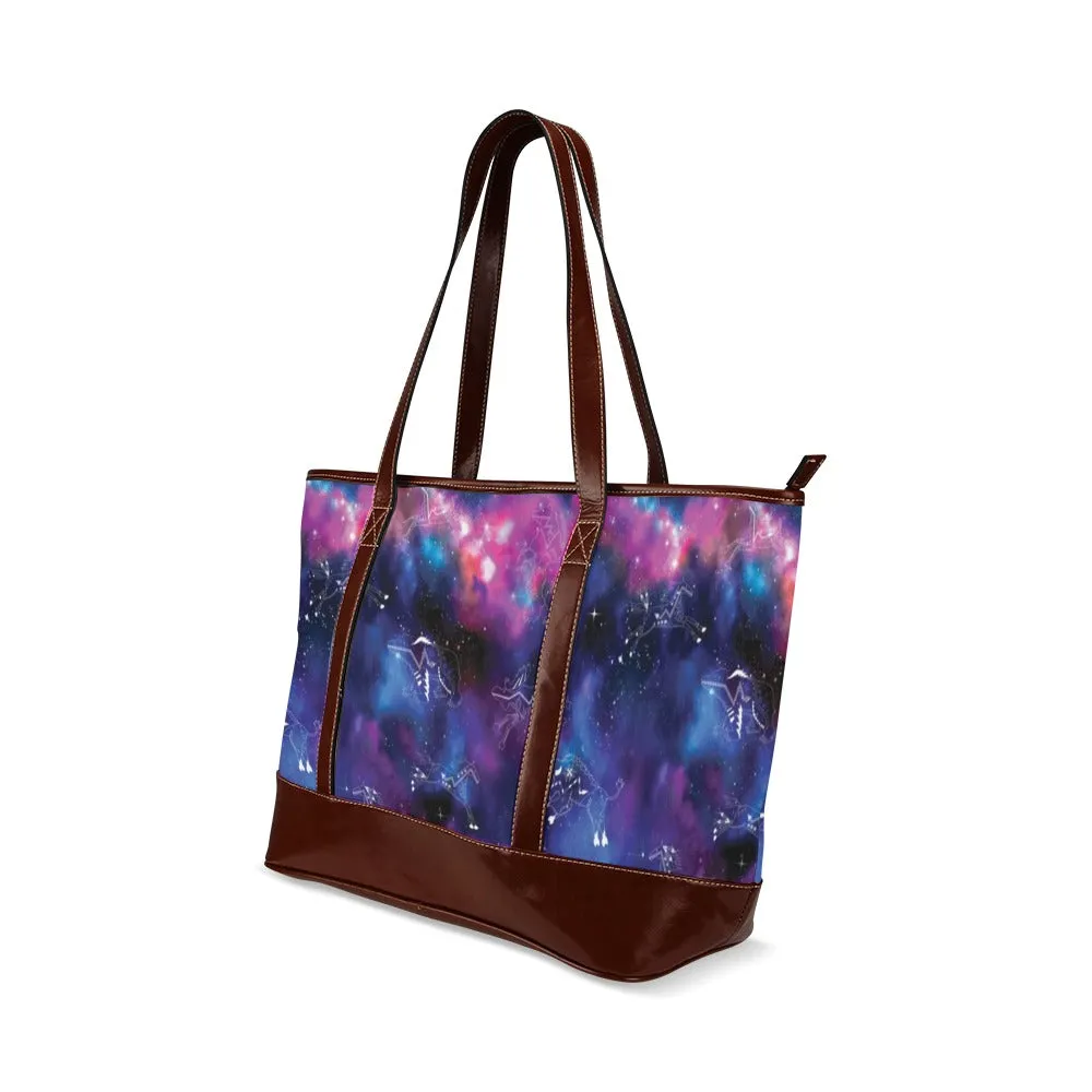 Animal Ancestors 1 Blue and Pink Tote Handbag