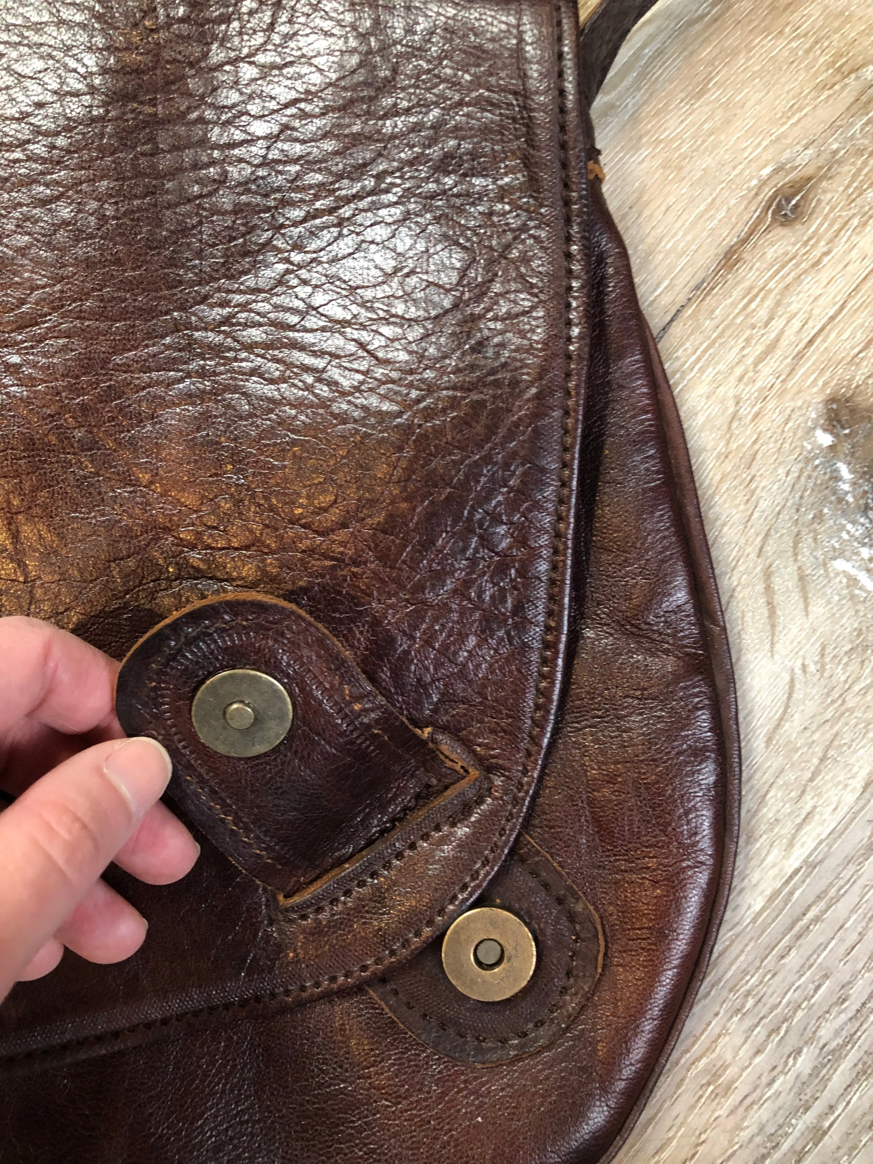 Asymmetrical Brown Leather Crossbody Bag, SOLD