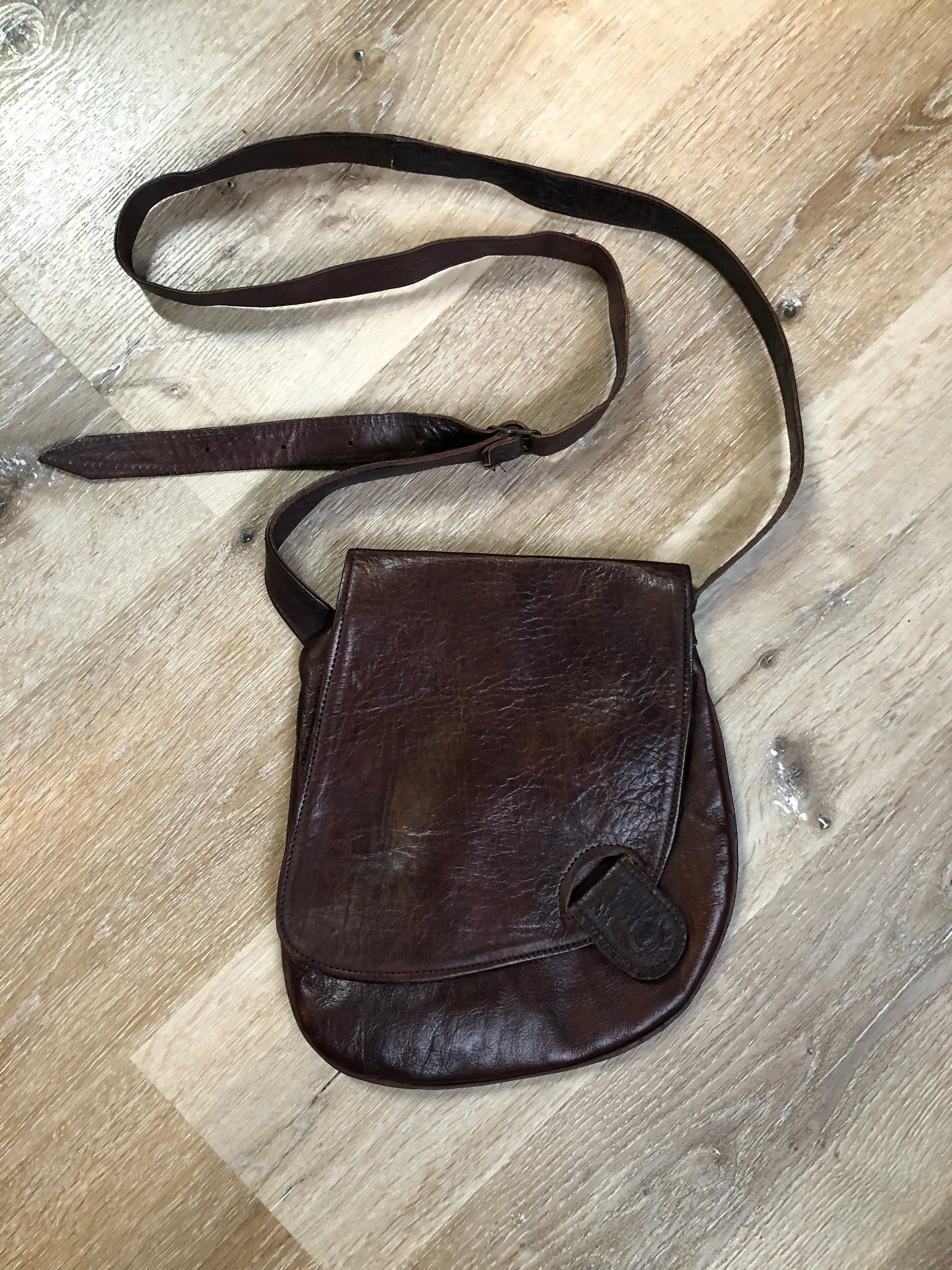 Asymmetrical Brown Leather Crossbody Bag, SOLD