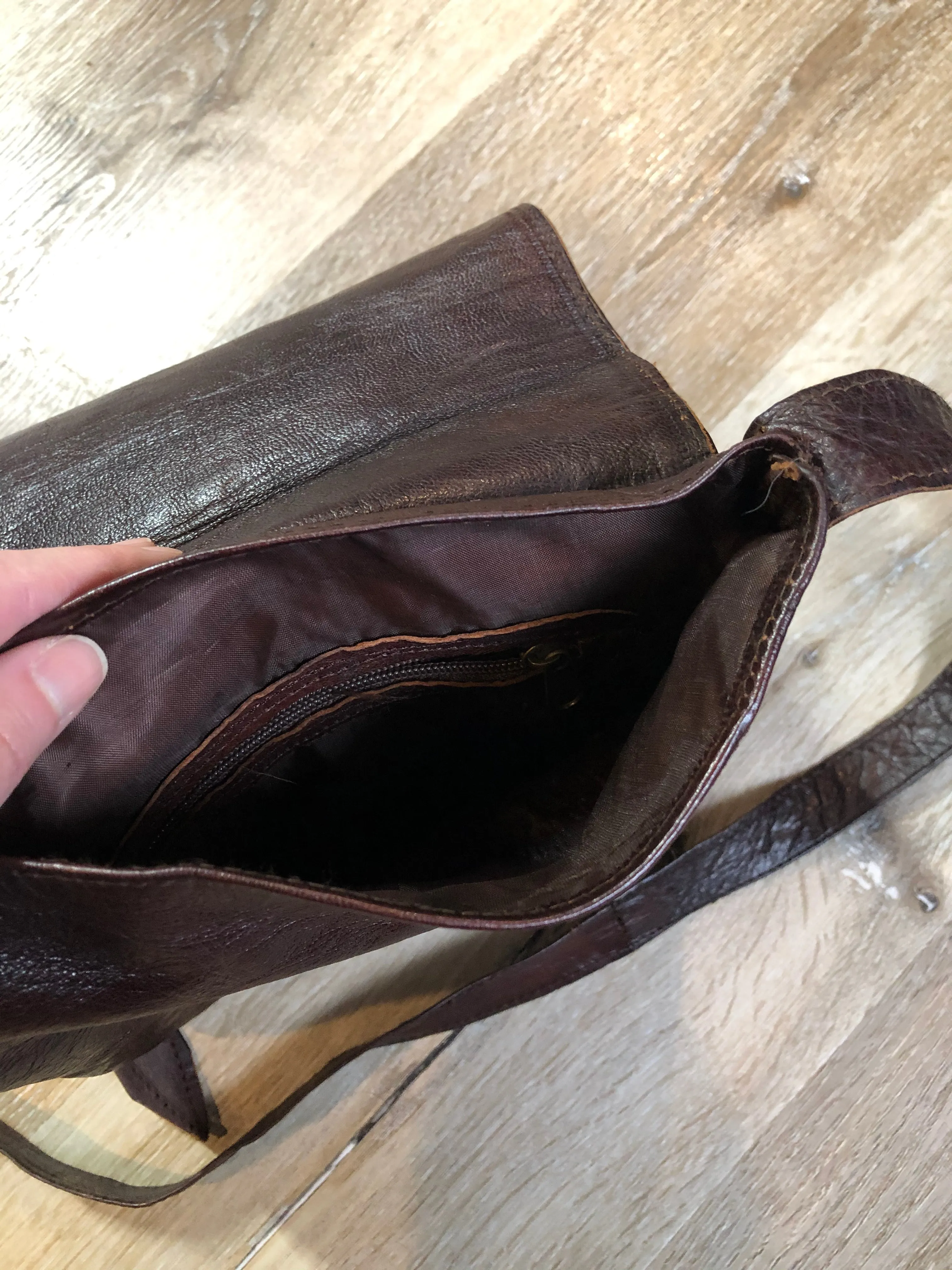 Asymmetrical Brown Leather Crossbody Bag, SOLD