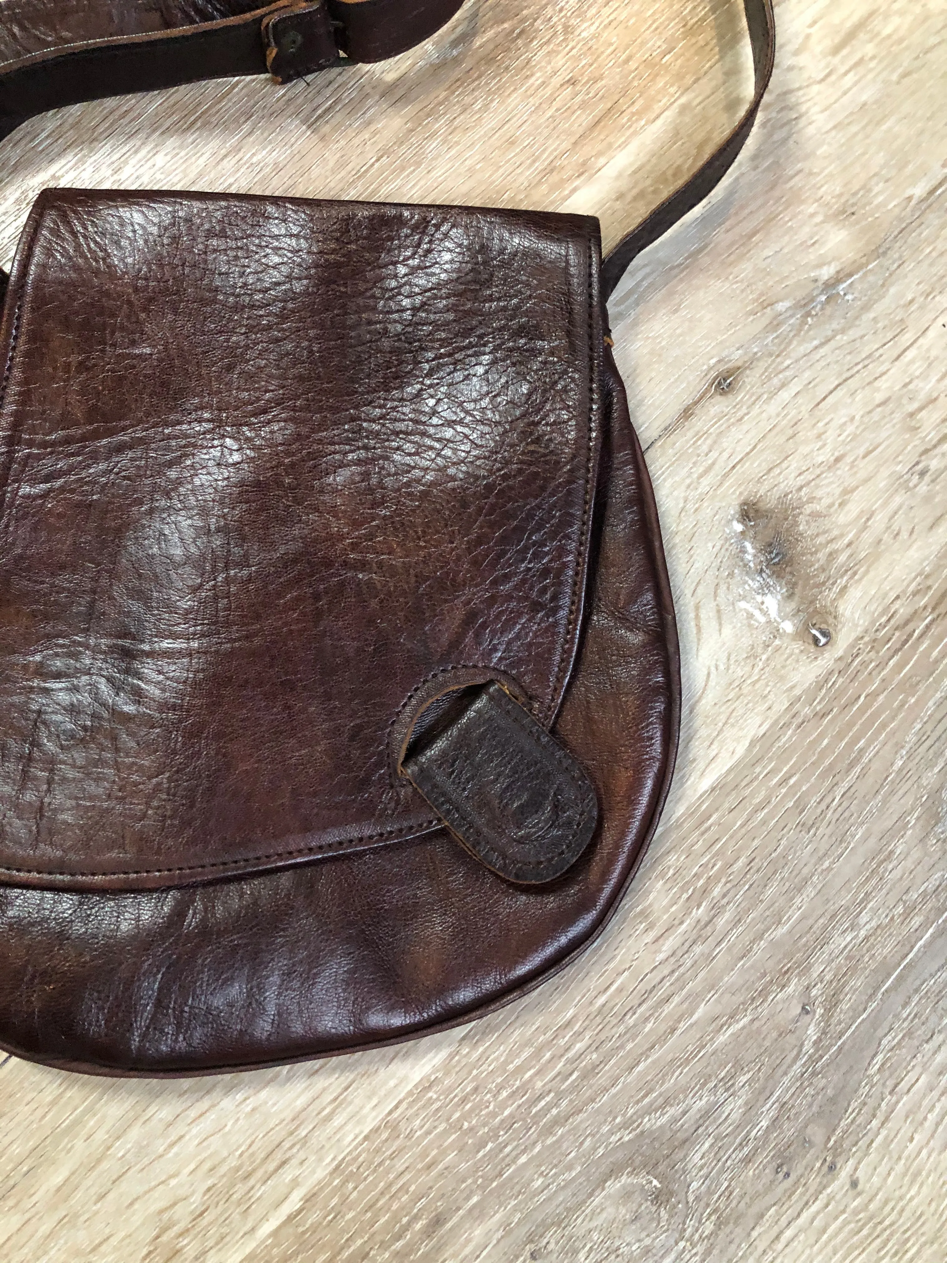 Asymmetrical Brown Leather Crossbody Bag, SOLD