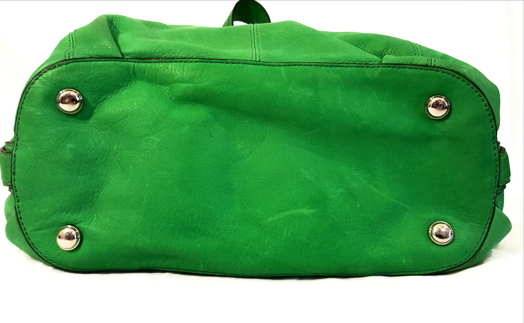 B Makowsky Green Satchel Leather Handbag