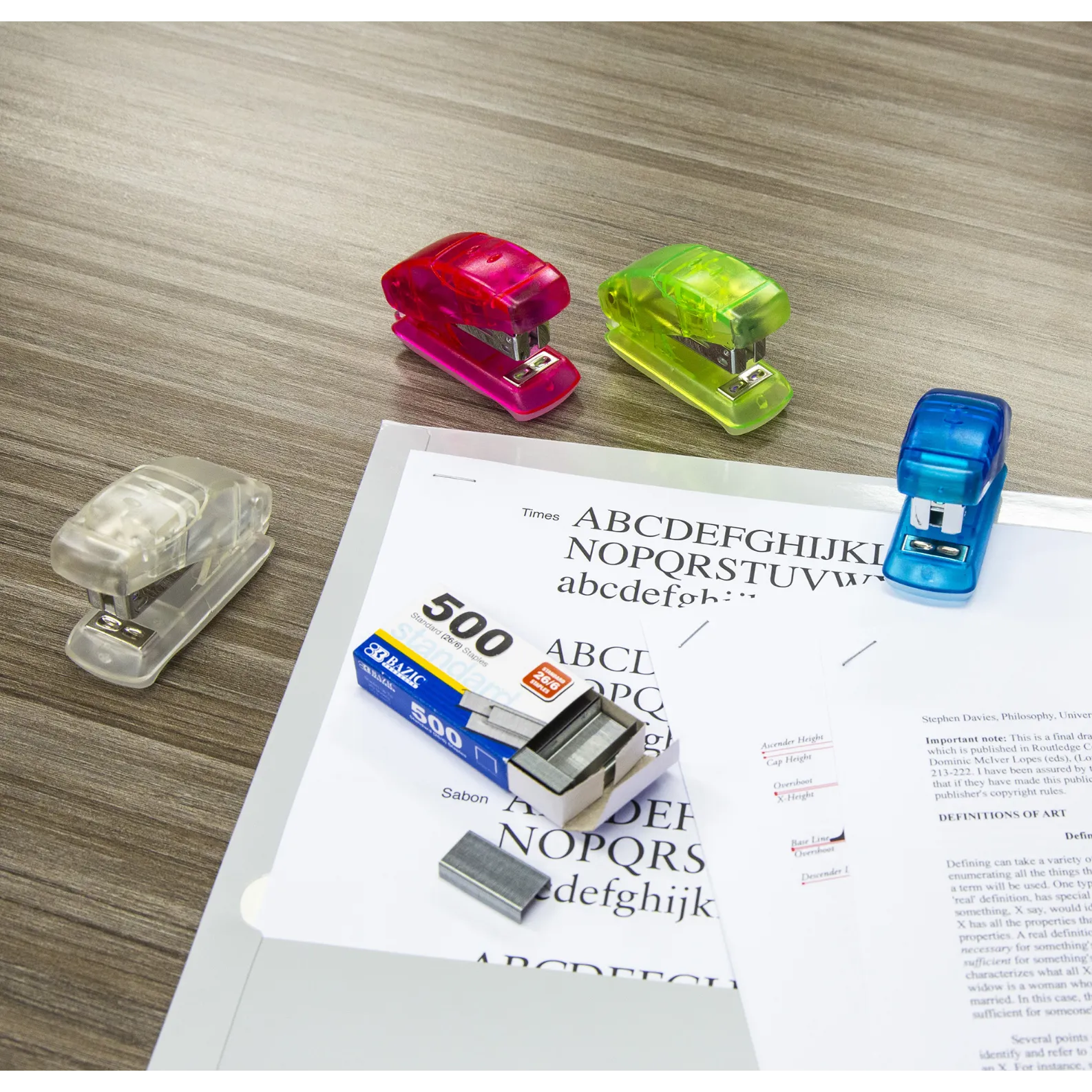 Bazic Mini Standard (26/6) Stapler w/ 500 Ct. Staples