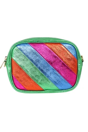 Beau - Italian Leather Crossbody Bag - Green Rainbow, Metallic