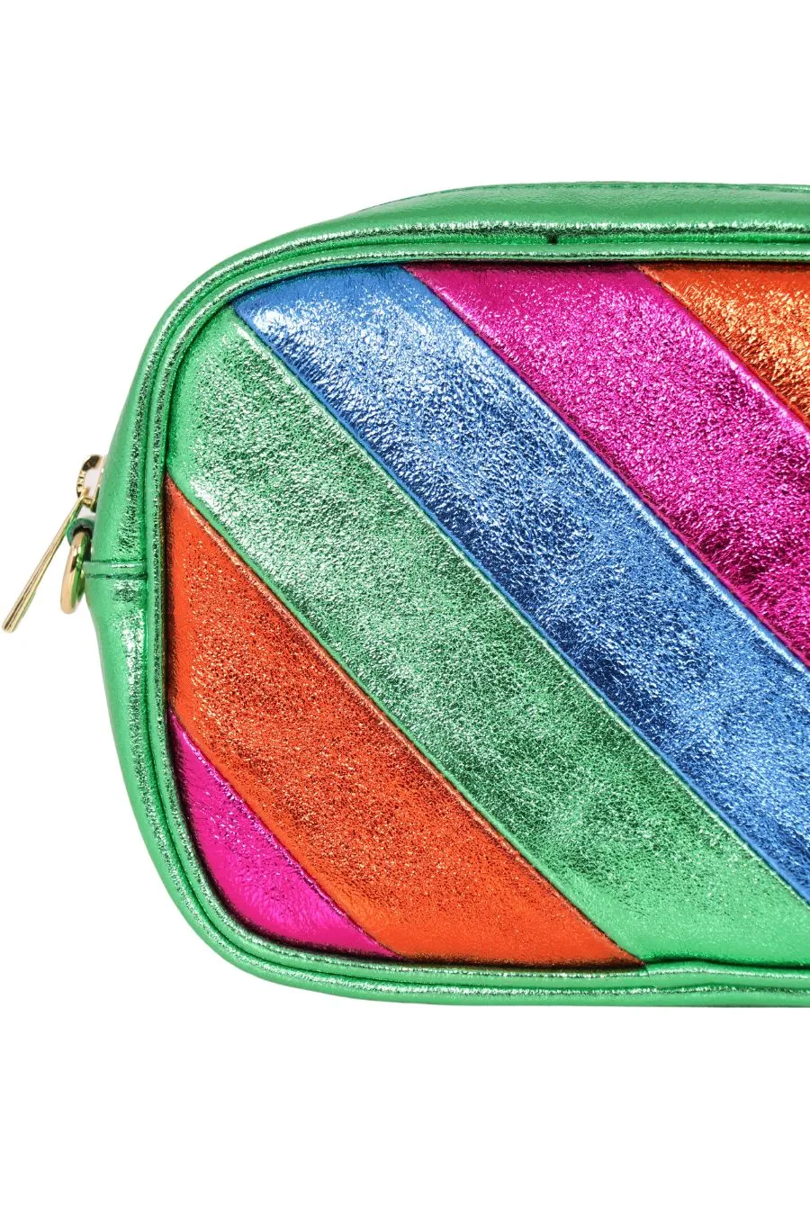 Beau - Italian Leather Crossbody Bag - Green Rainbow, Metallic
