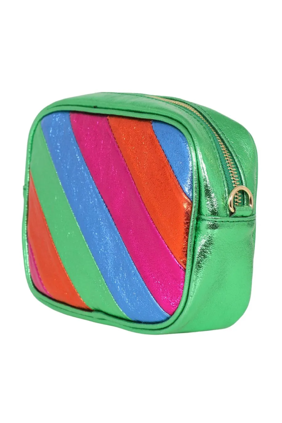 Beau - Italian Leather Crossbody Bag - Green Rainbow, Metallic