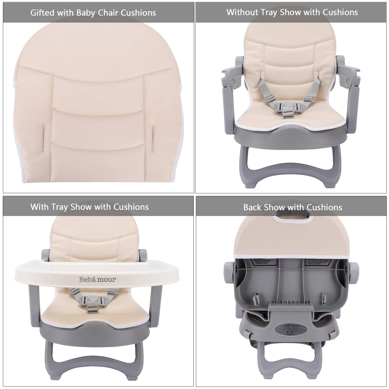 Bebamour Upseat Baby Chair Booster Seat for Dining with Tray Sit Me Up Mini Highchair for Baby Eating, Portable, Travel