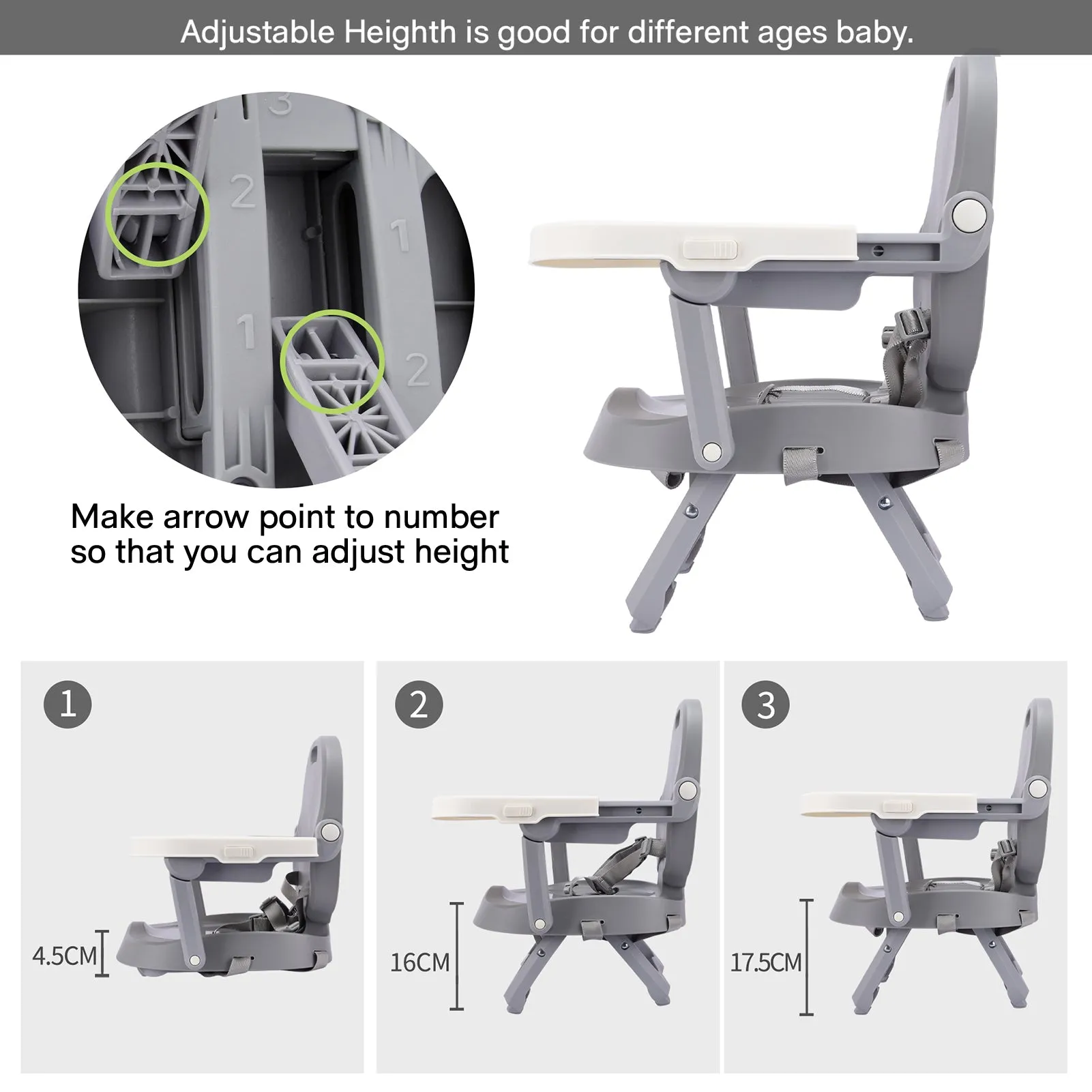 Bebamour Upseat Baby Chair Booster Seat for Dining with Tray Sit Me Up Mini Highchair for Baby Eating, Portable, Travel