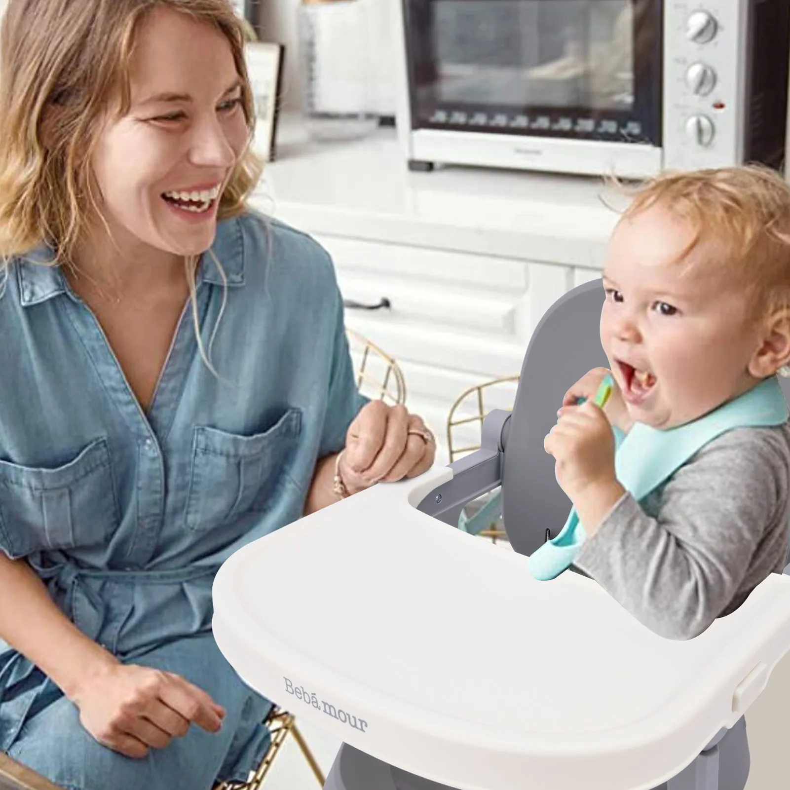 Bebamour Upseat Baby Chair Booster Seat for Dining with Tray Sit Me Up Mini Highchair for Baby Eating, Portable, Travel