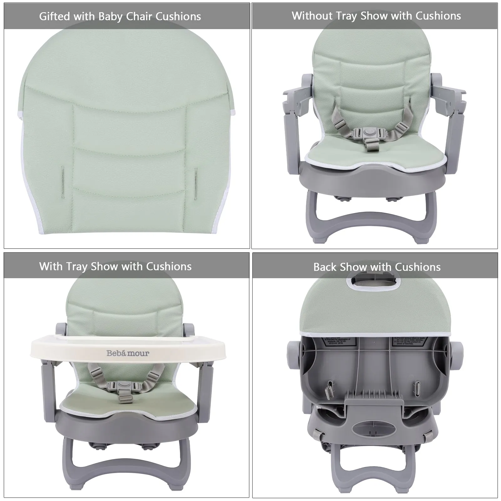 Bebamour Upseat Baby Chair Booster Seat for Dining with Tray Sit Me Up Mini Highchair for Baby Eating, Portable, Travel