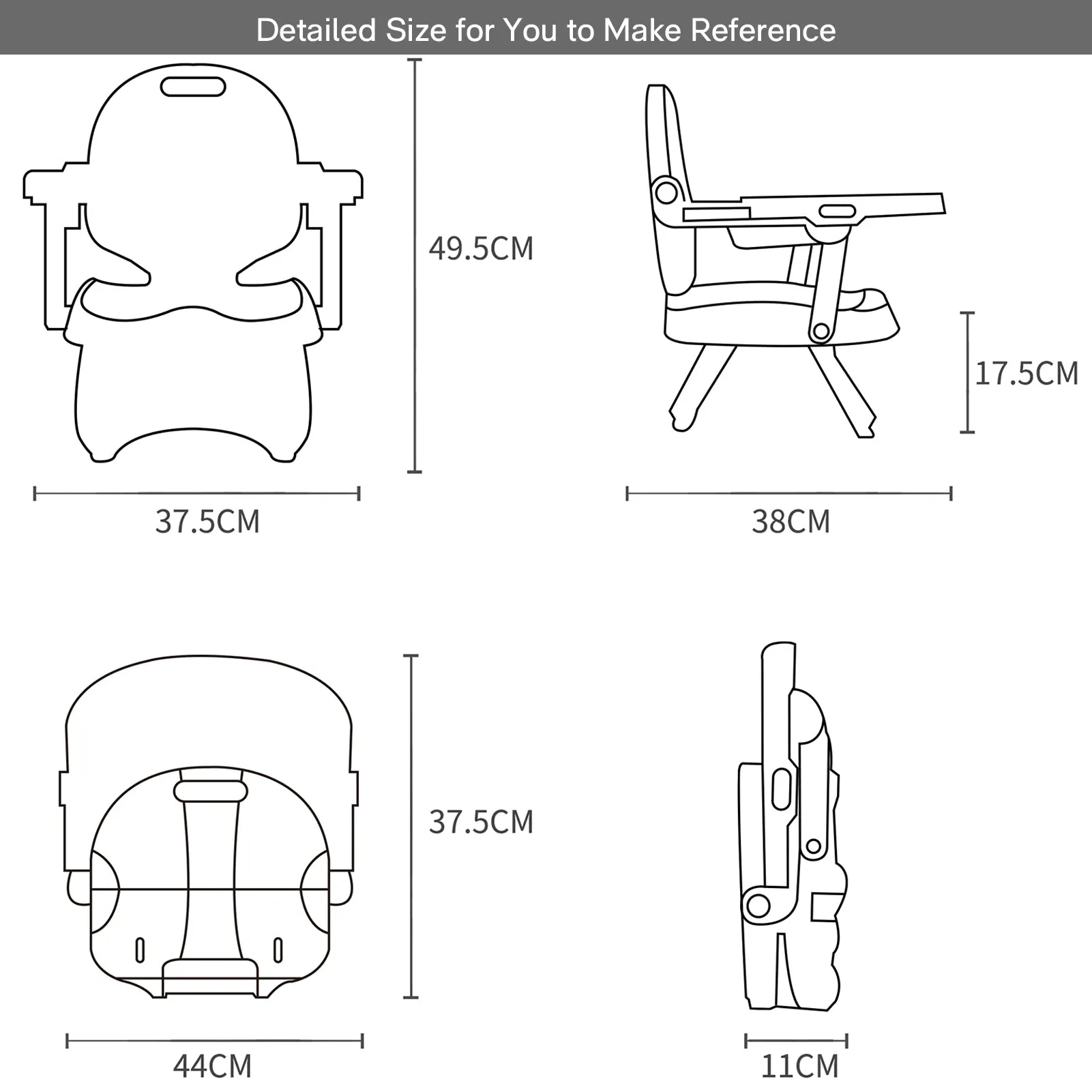 Bebamour Upseat Baby Chair Booster Seat for Dining with Tray Sit Me Up Mini Highchair for Baby Eating, Portable, Travel