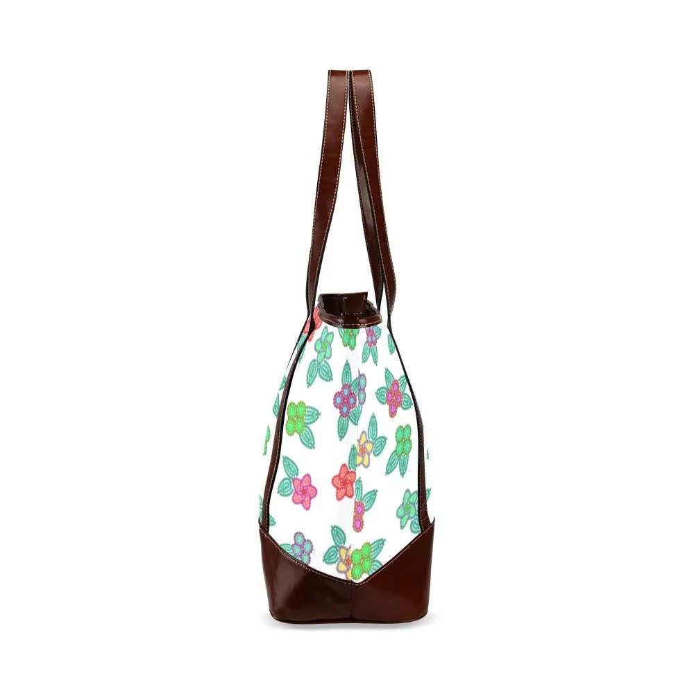 Berry Flowers White Tote Handbag
