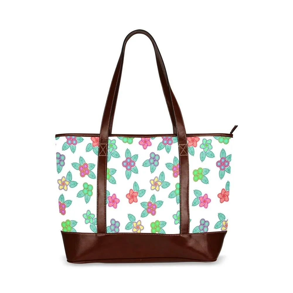 Berry Flowers White Tote Handbag