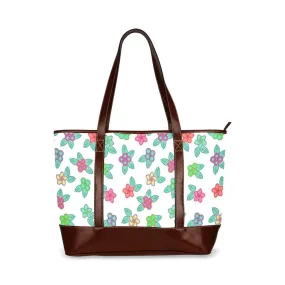 Berry Flowers White Tote Handbag