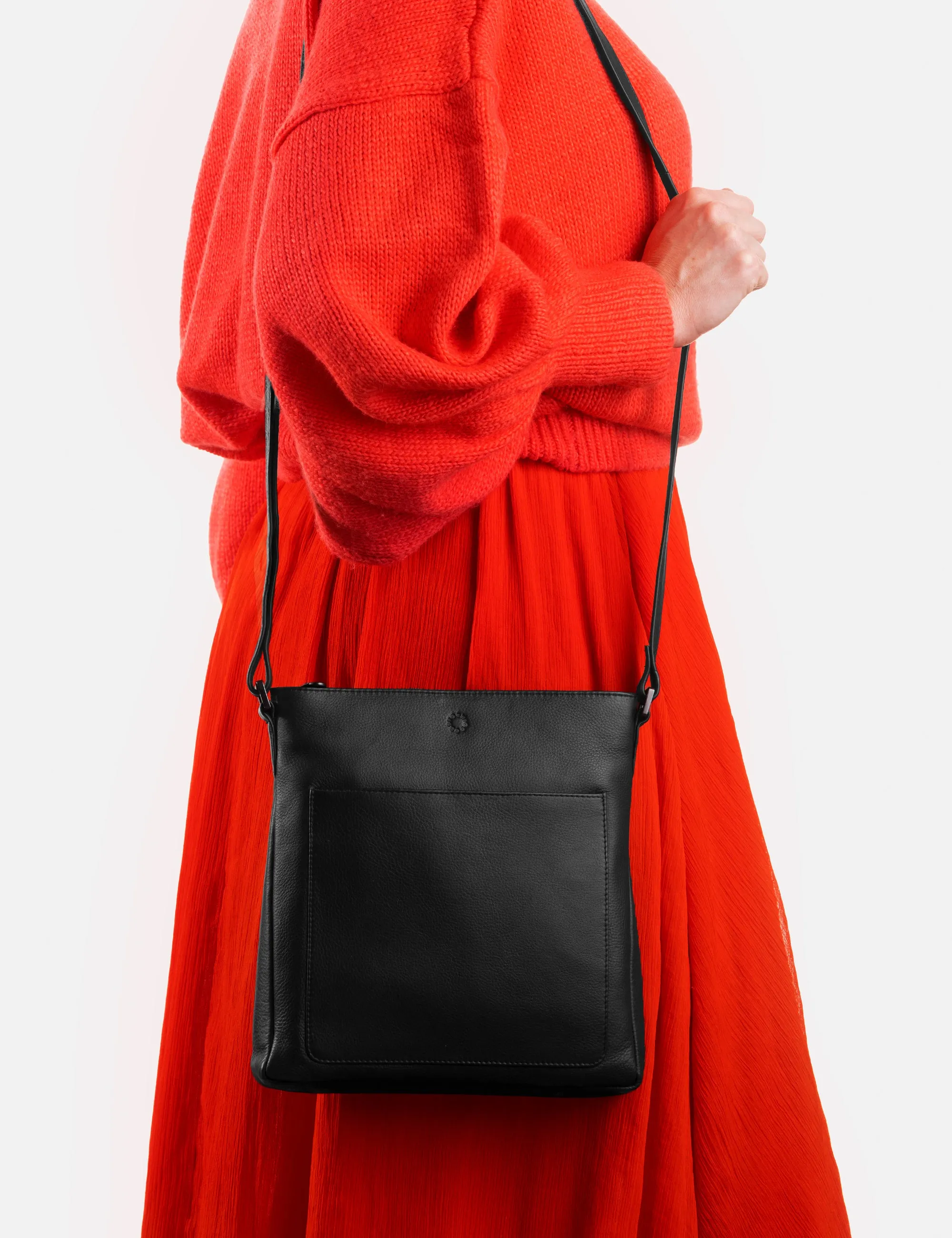 Bryant Black Leather Cross Body Bag