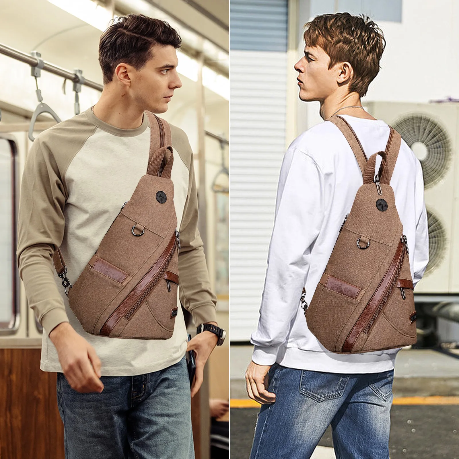 Canvas Sling Bag for Men Women