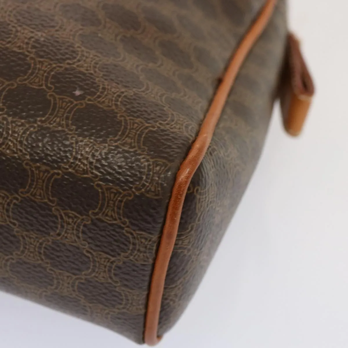CELINE Macadam Canvas Clutch Bag PVC Brown Auth bs14049