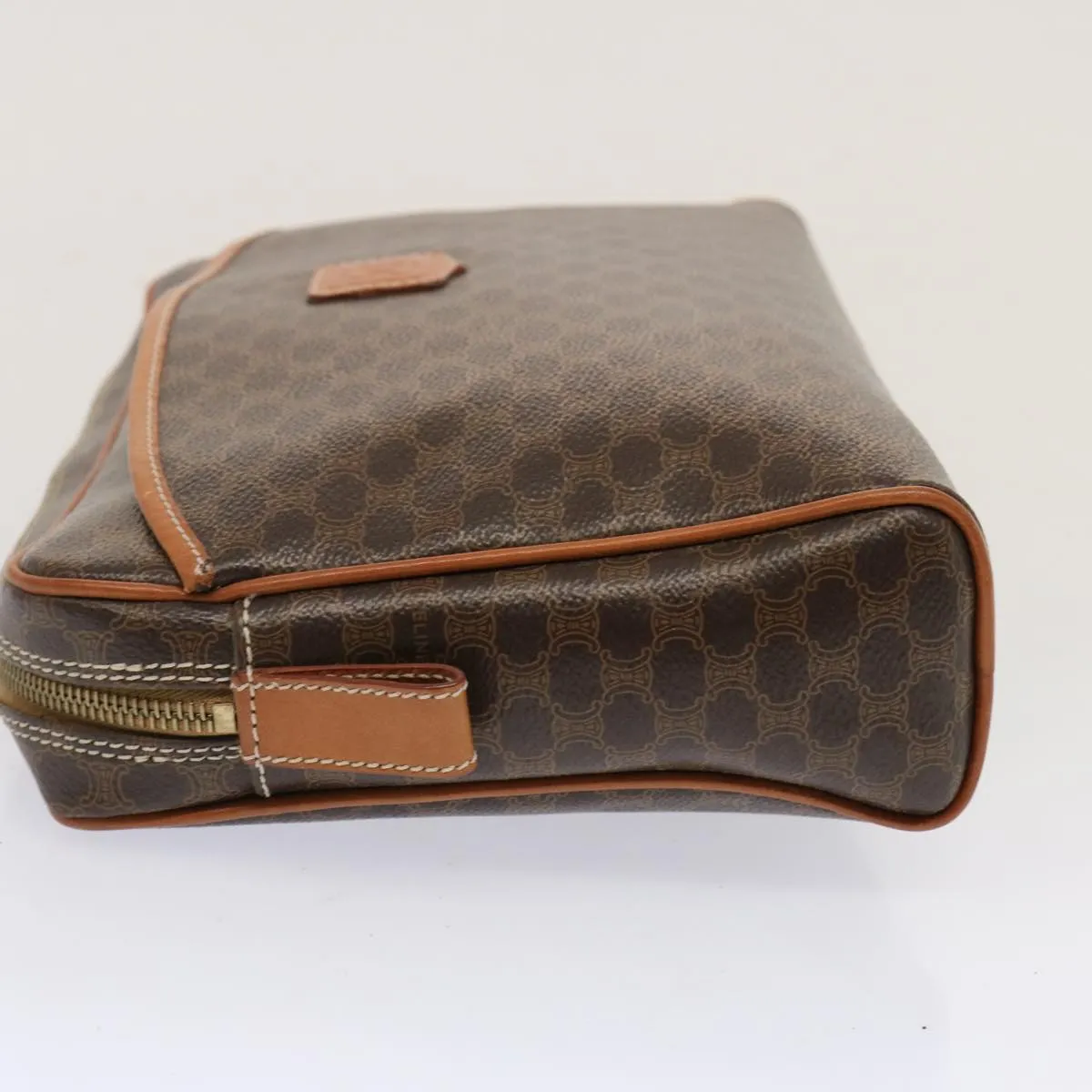 CELINE Macadam Canvas Clutch Bag PVC Brown Auth bs14049