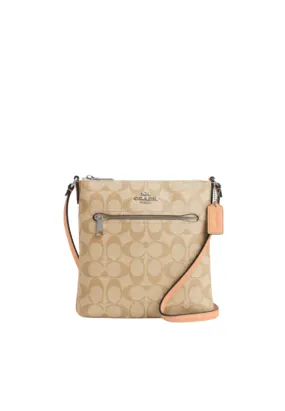 Coach Mini Rowan File Bag In Signature Canvas In Light Khaki Chalk CS182