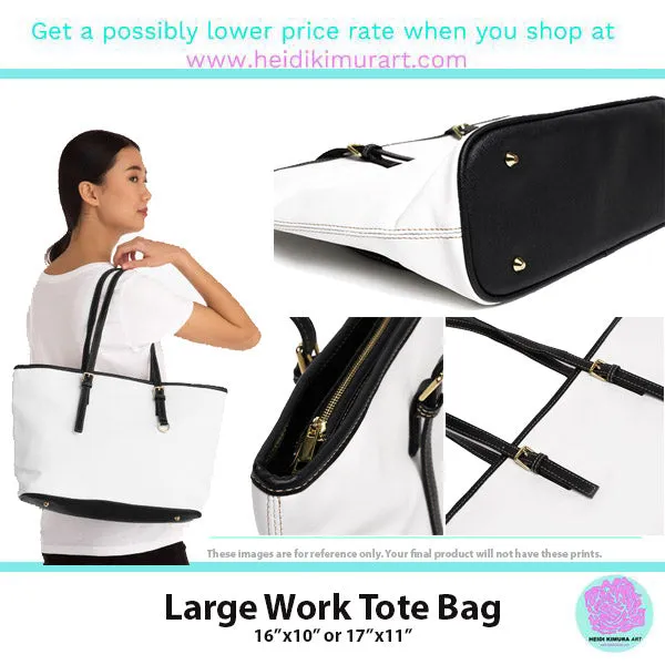 Colorful Rainbow Stripes Tote Bag, Striped PU Leather Shoulder Hand Work Bag 17"x11"/ 16"x10"
