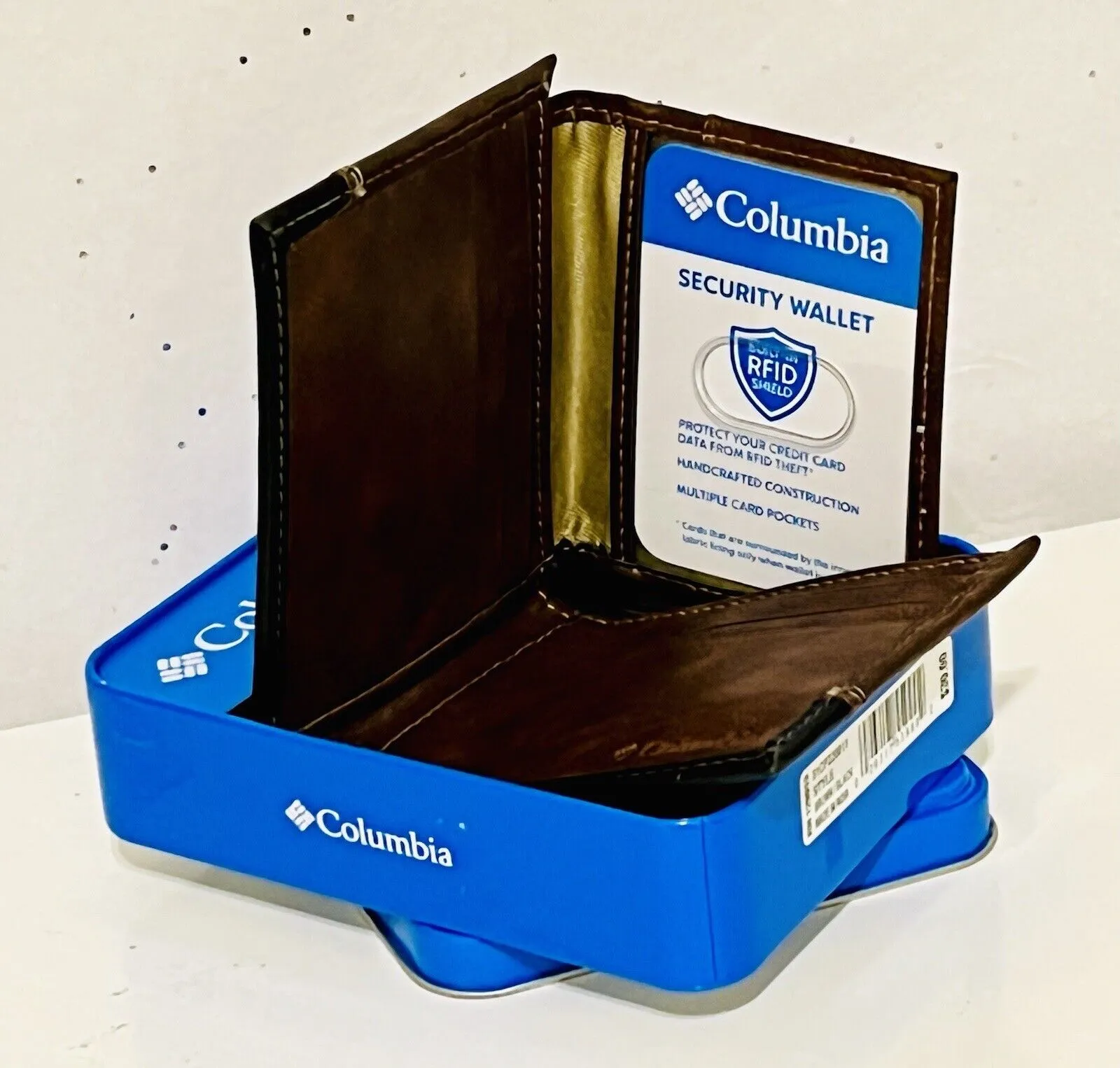 Columbia Mens Bifold Leather RFID Security Wallet Brown/black 31cp220011