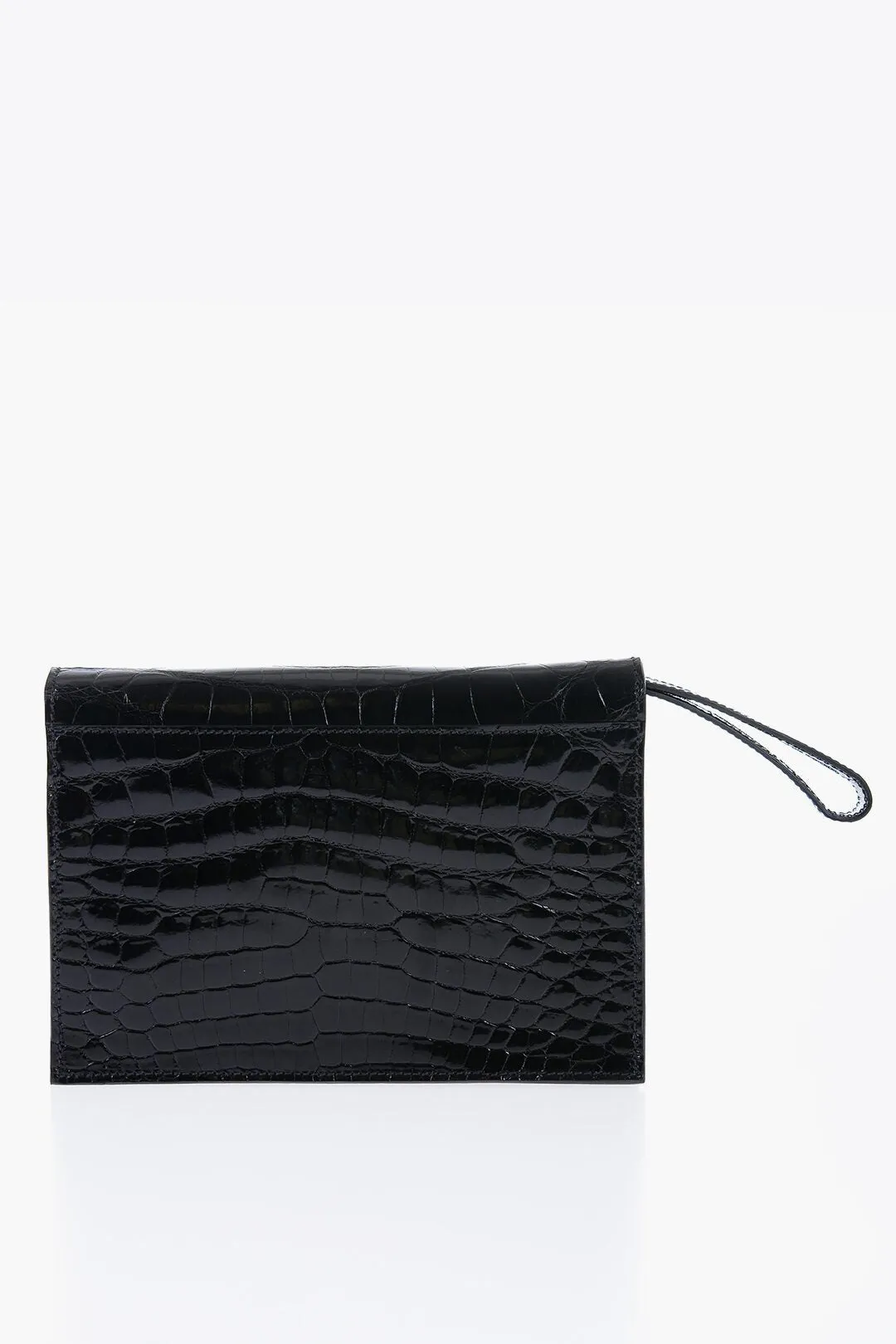 Corneliani Crocodile Leather Clutch with Snap Closure