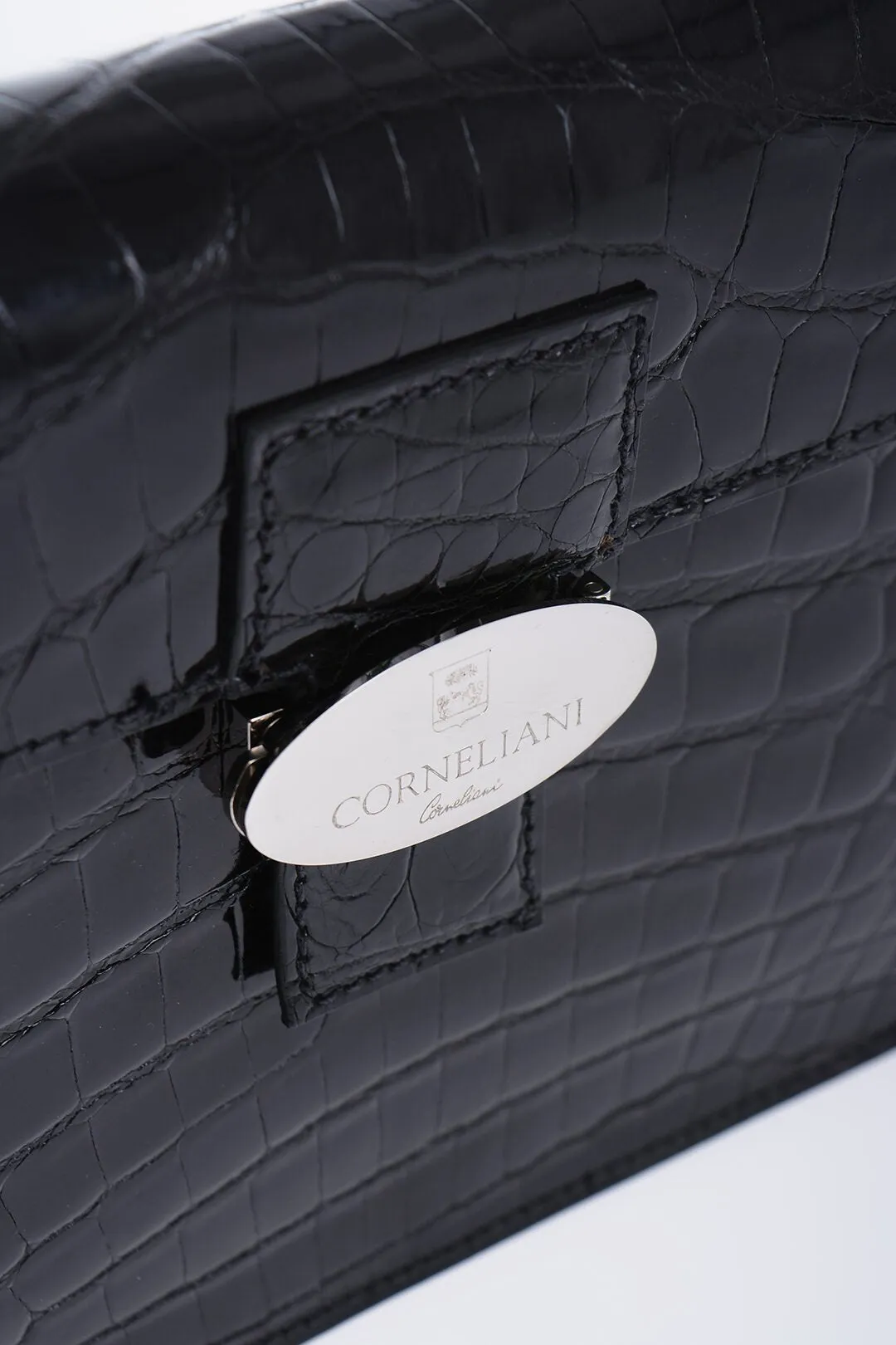 Corneliani Crocodile Leather Clutch with Snap Closure