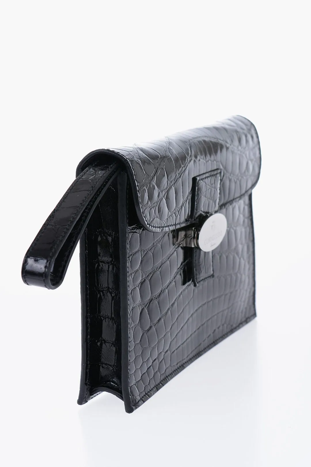 Corneliani Crocodile Leather Clutch with Snap Closure