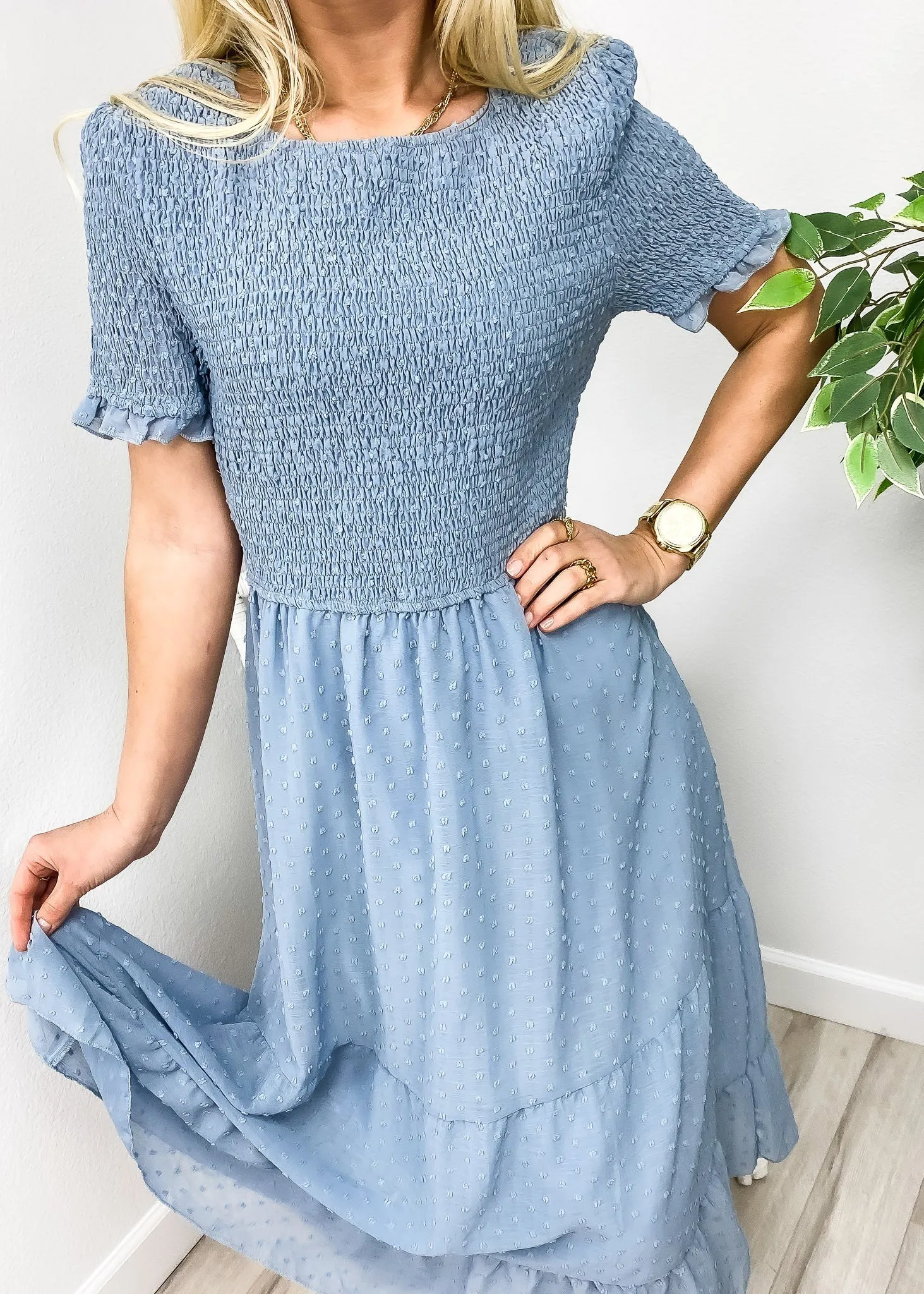 Double Textured Tiered Dress