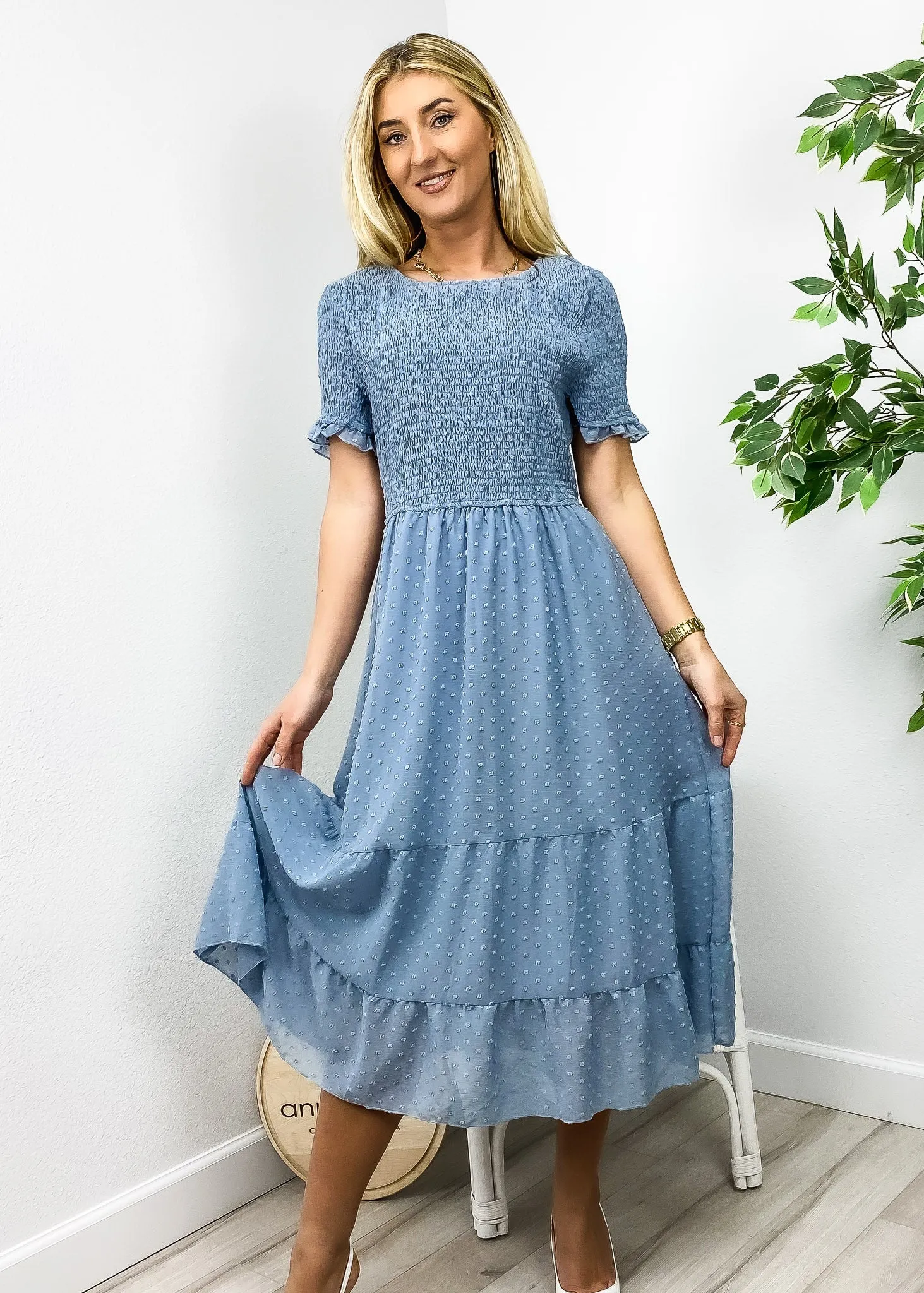 Double Textured Tiered Dress