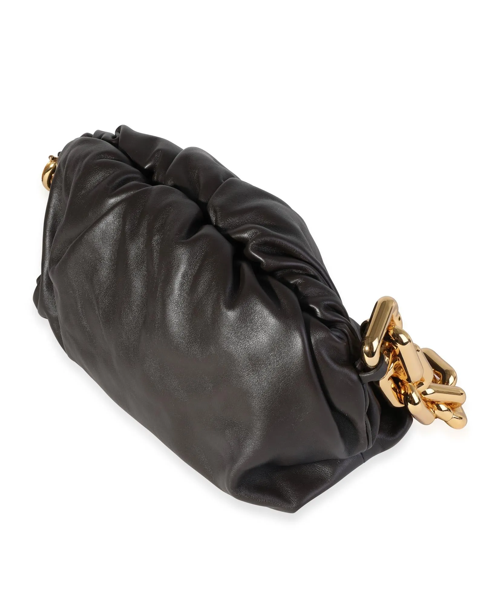 Gathered Lambskin Chain Pouch