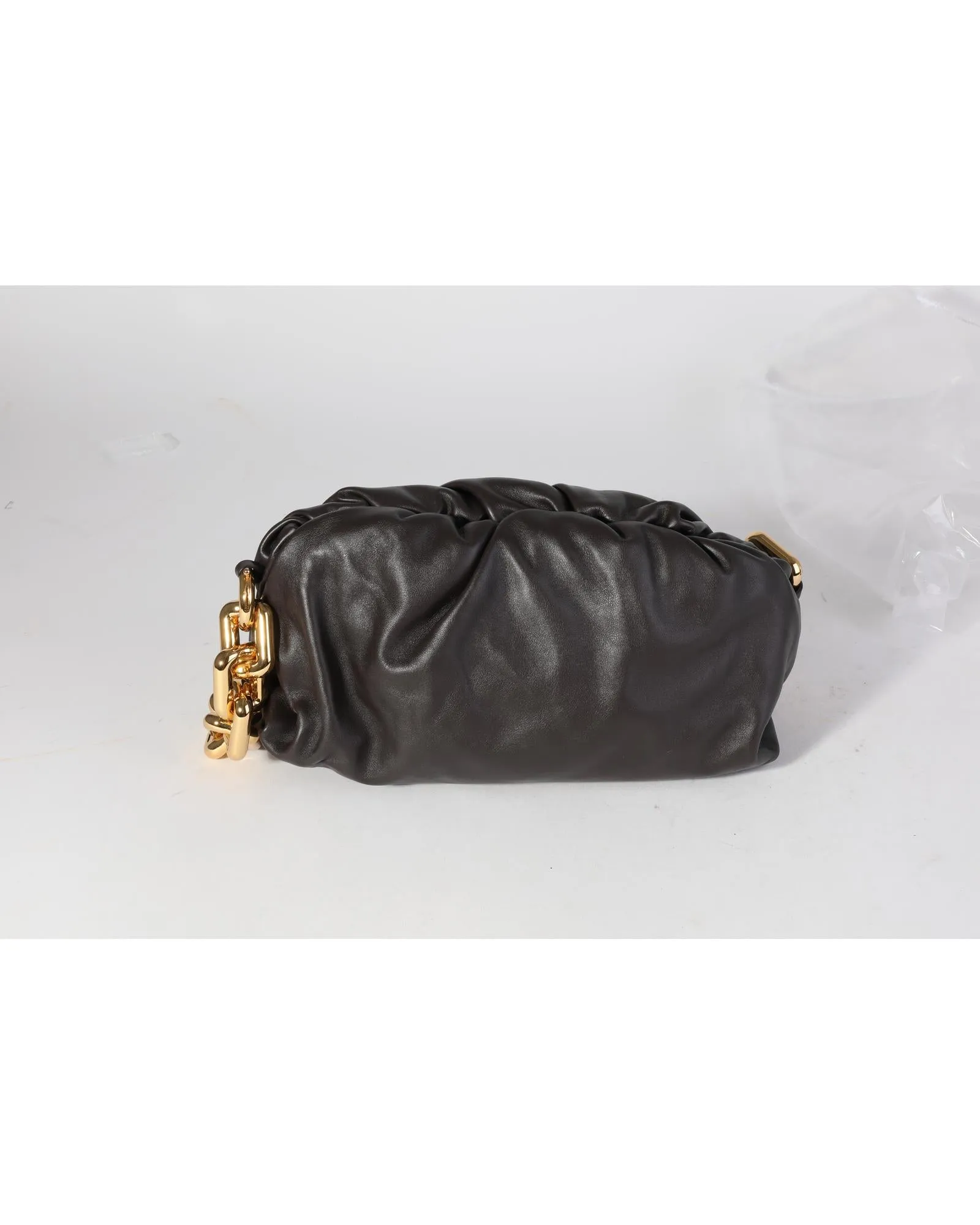 Gathered Lambskin Chain Pouch