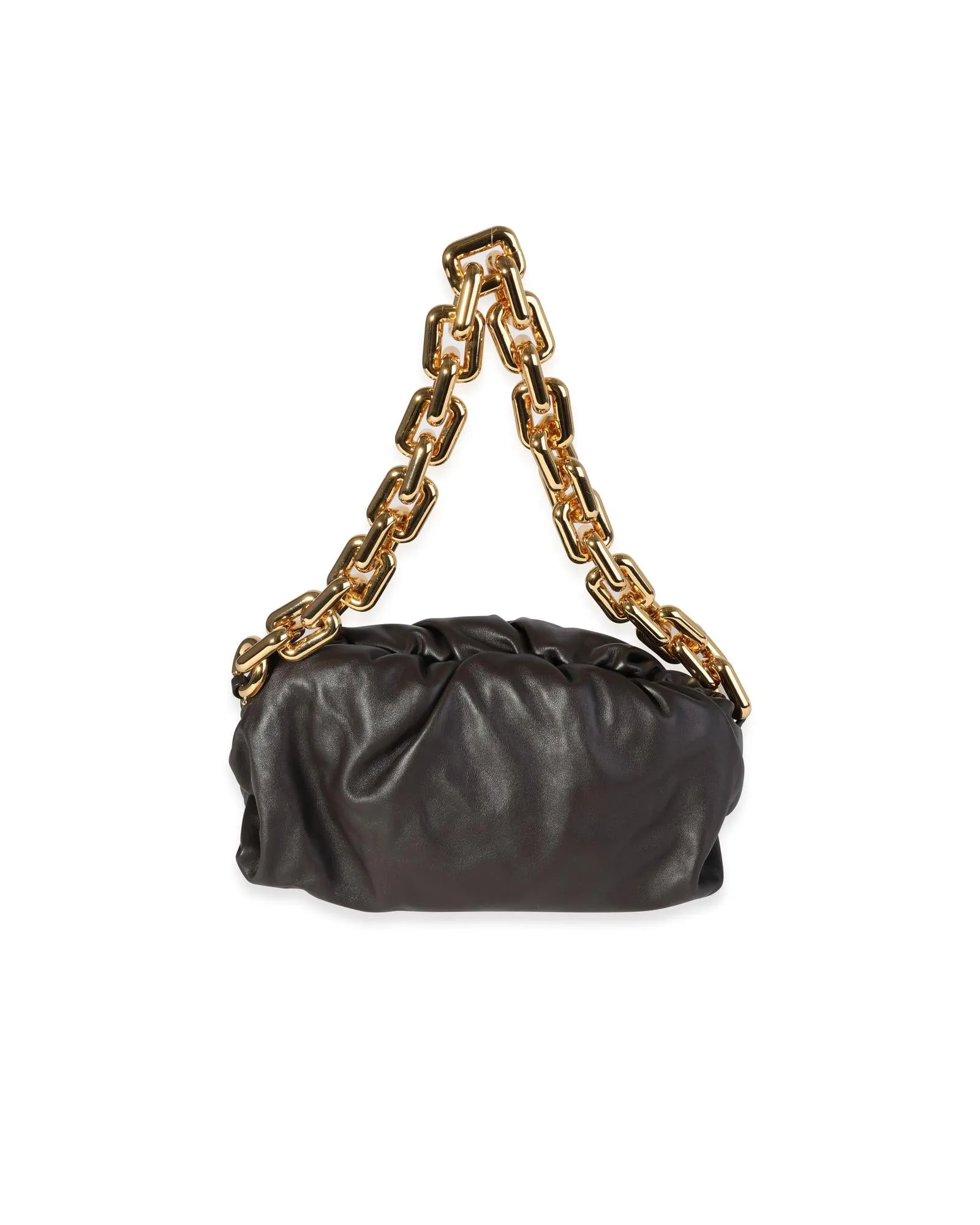 Gathered Lambskin Chain Pouch