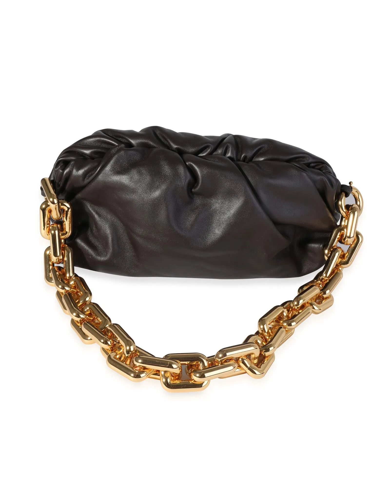 Gathered Lambskin Chain Pouch