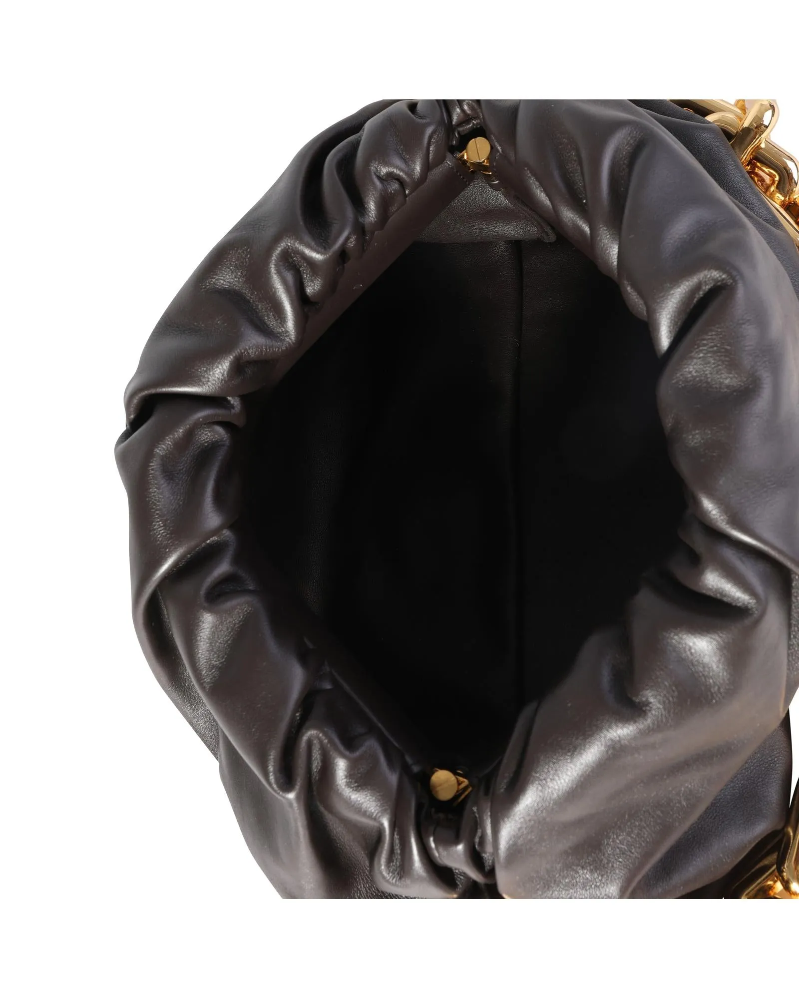 Gathered Lambskin Chain Pouch