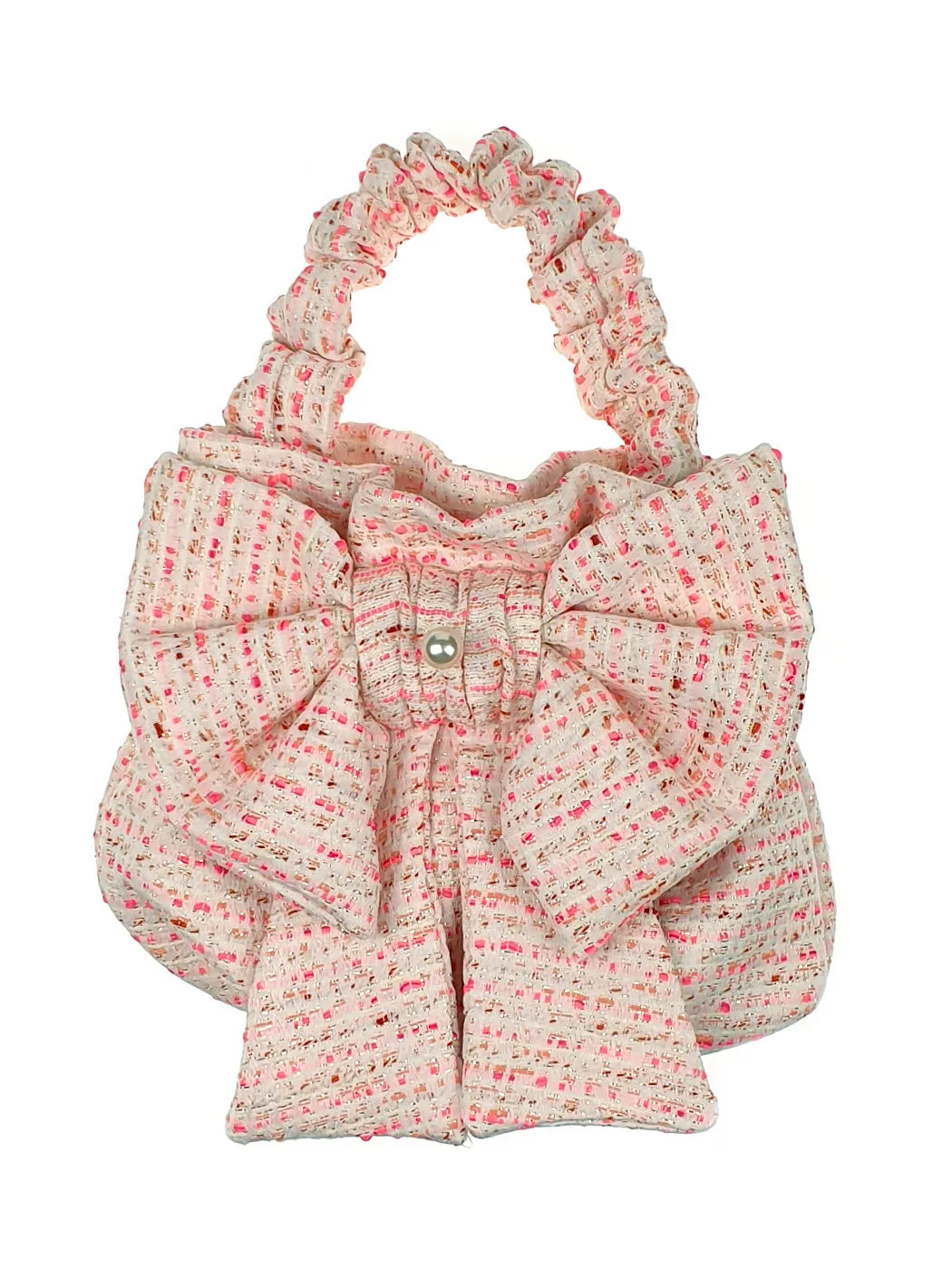 Girl's Pearl-embellished tweed mini bag-AUBREE Fuchsia
