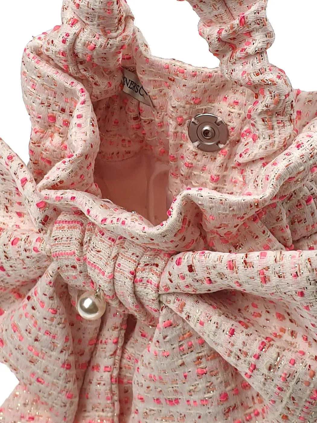 Girl's Pearl-embellished tweed mini bag-AUBREE Fuchsia