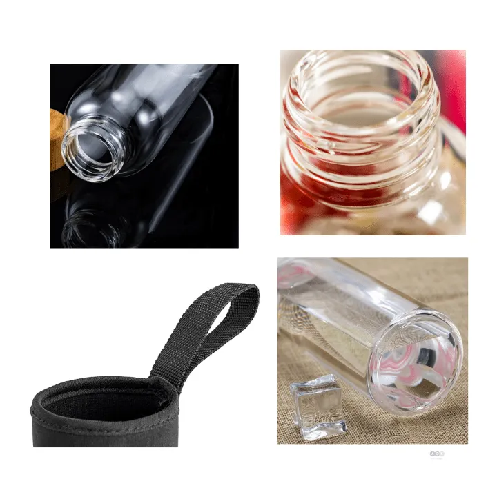 Glass Bottle 1000ml, Bamboo Lid & Rope with Cover