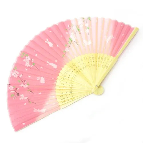Japanese Foldable Fan - Sakura & Rabbit