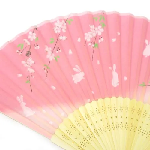 Japanese Foldable Fan - Sakura & Rabbit