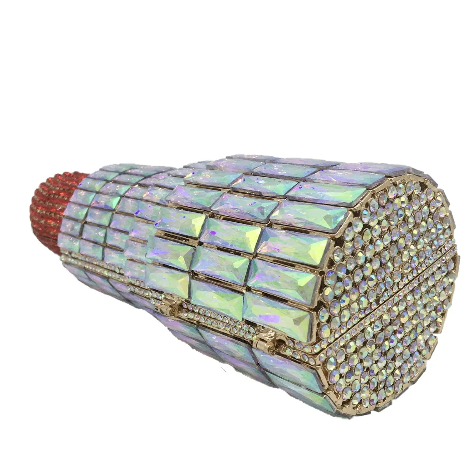 Lipstick Crystal Purse Rhinestone Clutch Evening Handbag