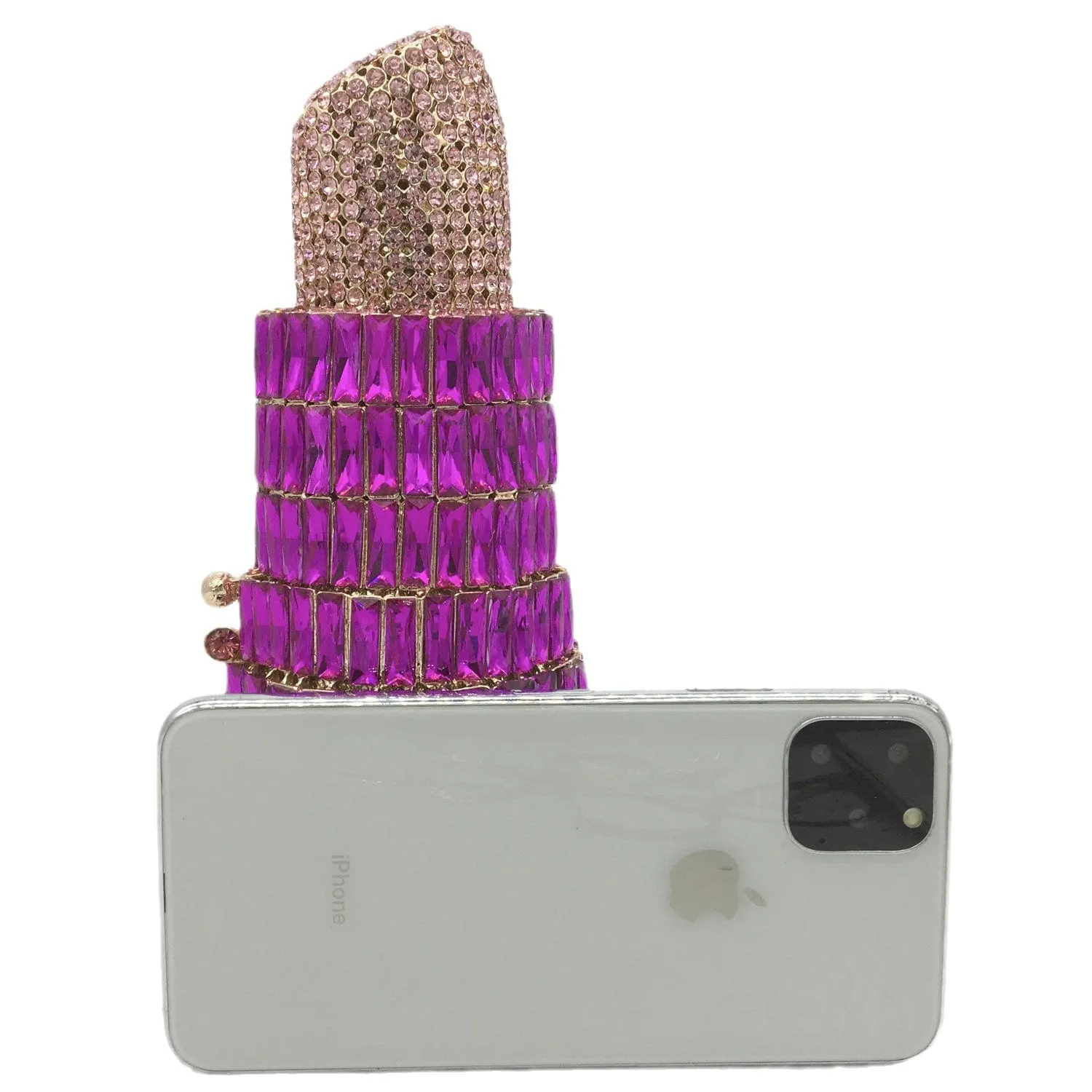 Lipstick Crystal Purse Rhinestone Clutch Evening Handbag
