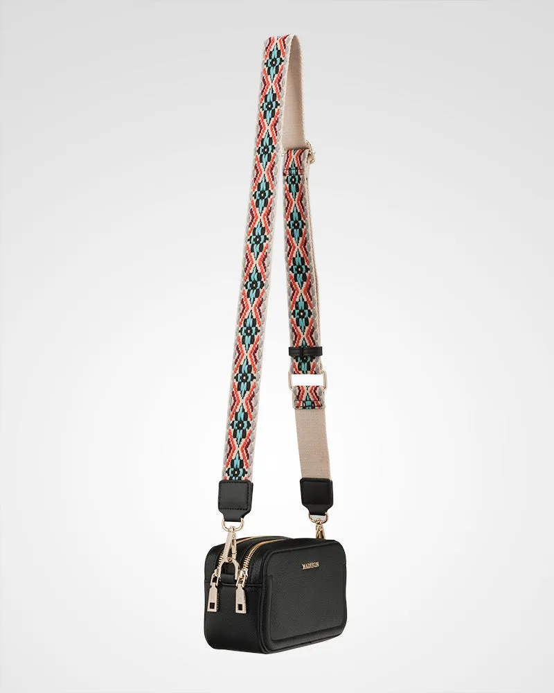 Maddie Double Zip Camera Crossbody Bag   Aztec Bag Strap