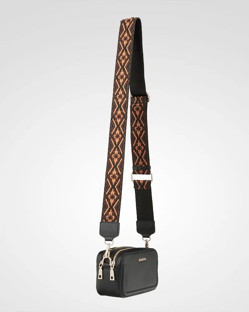 Maddie Double Zip Camera Crossbody Bag   Aztec Bag Strap