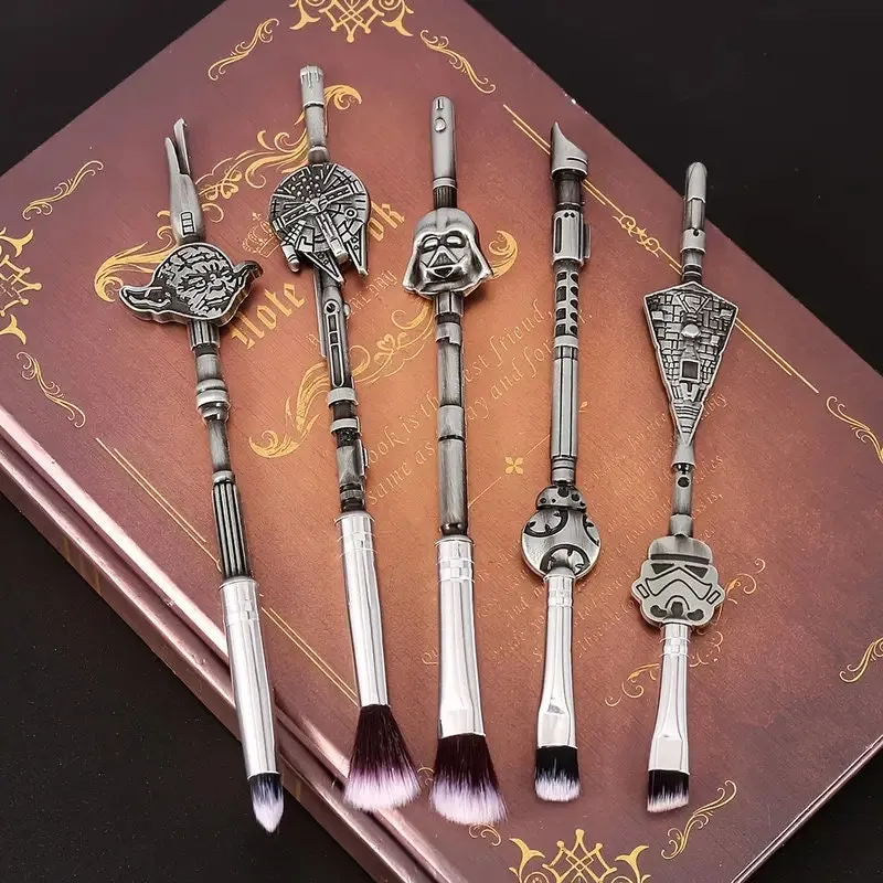 Makeup Brushes Set | 5pcs Cosmetic Makeup Brush Set Professional Tool Kit Set Drawstring Bag Included (silvery)