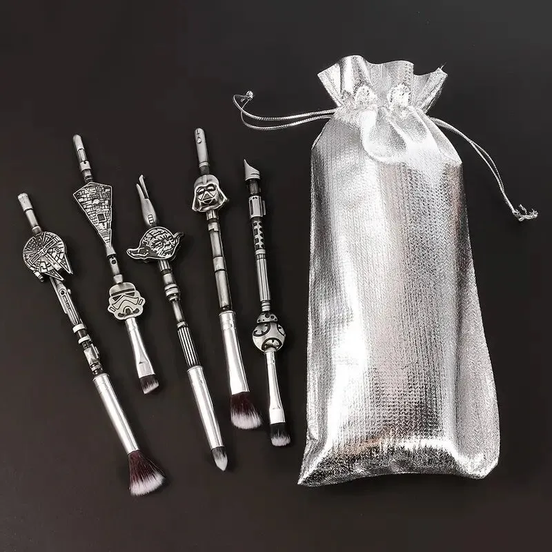 Makeup Brushes Set | 5pcs Cosmetic Makeup Brush Set Professional Tool Kit Set Drawstring Bag Included (silvery)
