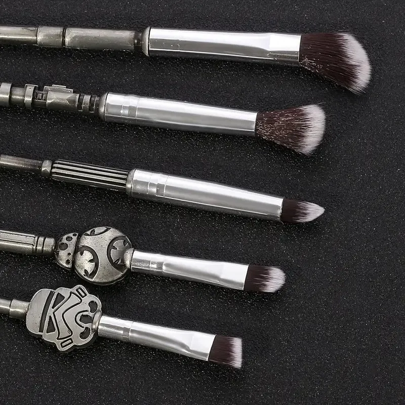 Makeup Brushes Set | 5pcs Cosmetic Makeup Brush Set Professional Tool Kit Set Drawstring Bag Included (silvery)